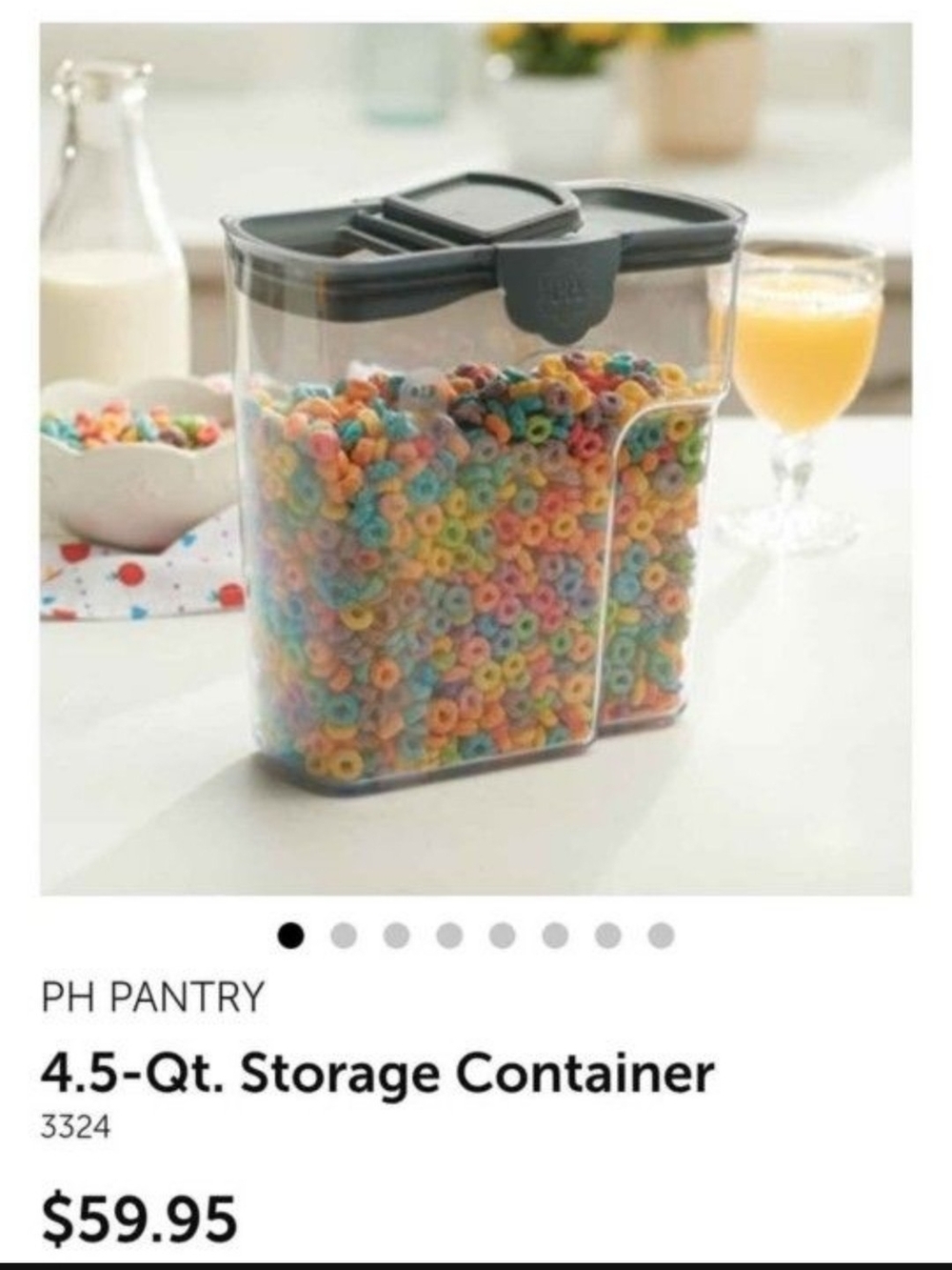 Princess House 4.5-Qt. Gray Pantry Storage Container